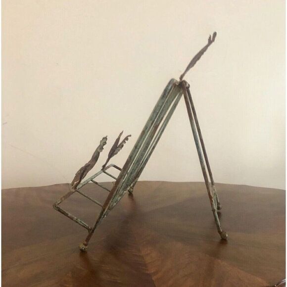 Vintage Cast Iron Rooster Book Holder, Adjustable Cookbook Stand, Tablet Tripod - Picture 5 of 13